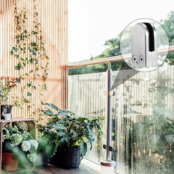Glasbeslag Rustfrit Stål 6-8mm Justerbar Flad Bagside Tilslutning til Balustrade Trappe Gelænder 6stk