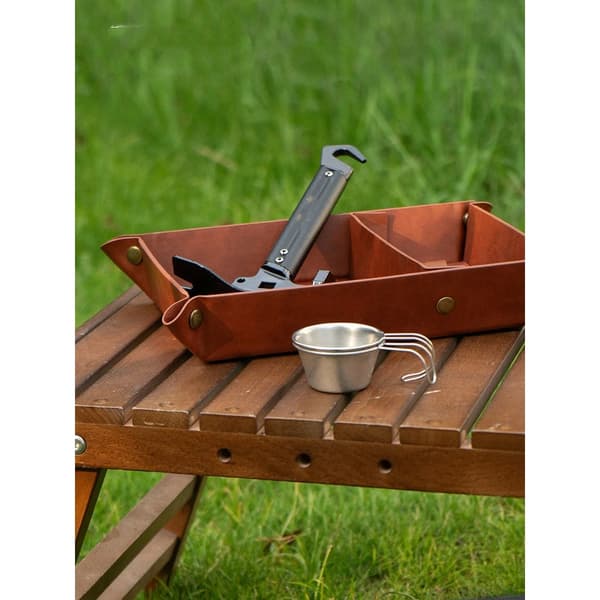 Valet Tray Skrivbordsorganisatör - Premium PU-läder Nattduksbordsbricka