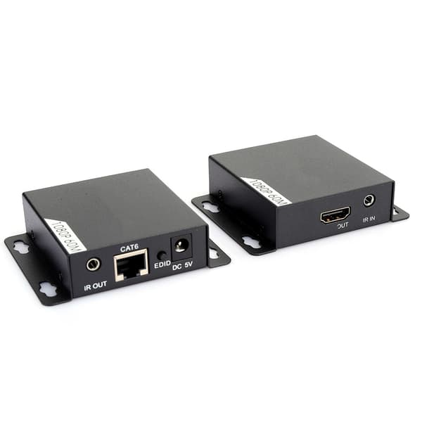 Metal Shell Black Automatic Adjustment 60M HD Single Cable 1080P Signal Amplifier Extender with LED Indicator Light 110-240V UK Plug