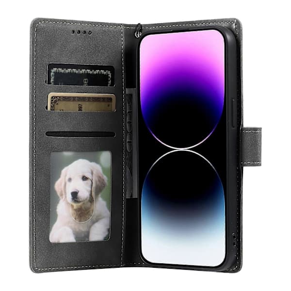 For iPhone 14 Pro Deksel Preget Totem Skin Feel Lommebok Lær Telefondeksel