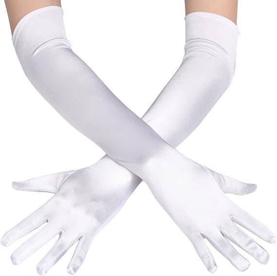 Lange satinhandsker til kvinder - handsker til bryllup - satinhandsker - klassisk aftenkjole. Hvid