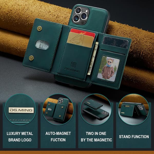 2-in-1 Leather Wallet Case with Card Holder Compatible with iPhone 15 Pro Max, Phone Case for Men, Detachable Back Cover