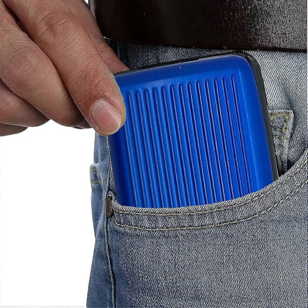 Aluminium Credit Card Holder Security Wallet Case Protection Travel (Dark Blue)