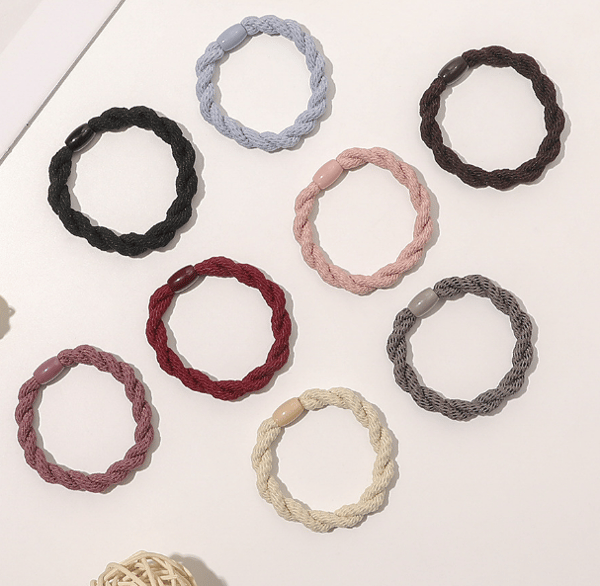 16 tvinnade flätade hårband Enkelt hårprydnad Högelastiskt bas tjockt gummiband hårklämma