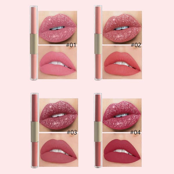 Glitter Liquid Lipstick, Diamond Glitter Metallic Lipstick Waterproof Long Lasting Highly Pigmented Liquid Lipstick B B