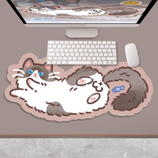 Cute Desk Pad, Cat Soft Mouse Pad, Non-Slip Keyboard Mat Mouse Pad Rubber Table