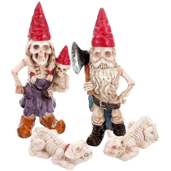 2025 1 set Garden Gnome Statue Halloween Skeleton Gnome Decor Resin Cat Dog Figurine
