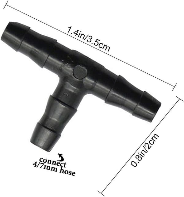 100 kpl T-liitin letkulle 4/7mm - T-liitin PVC Vedenlevitys