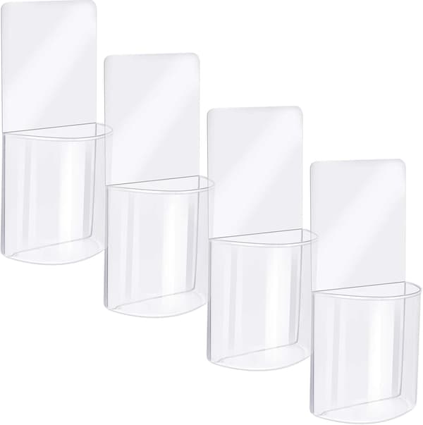 4 Pieces Wall Mounted Storage Boxes Transparent Remote Control Holder