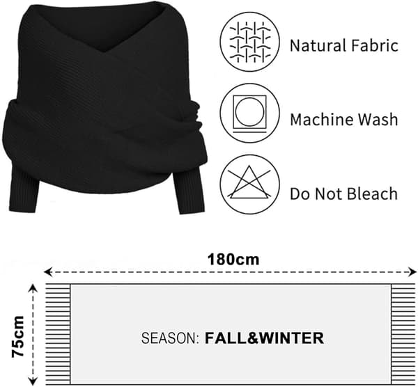 Snefaldstrøje med ærmer - Hyggelig strikket wrap-sjal - Efterår & Vinter - Varm hæklet kappe-plaid