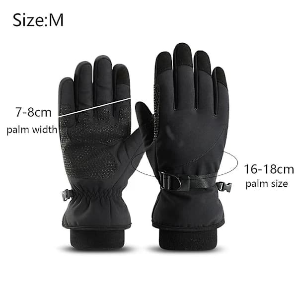 Ski Gloves Winter Warm Thinsulate Waterproof Touchscreen Outdoor Windproof - Black