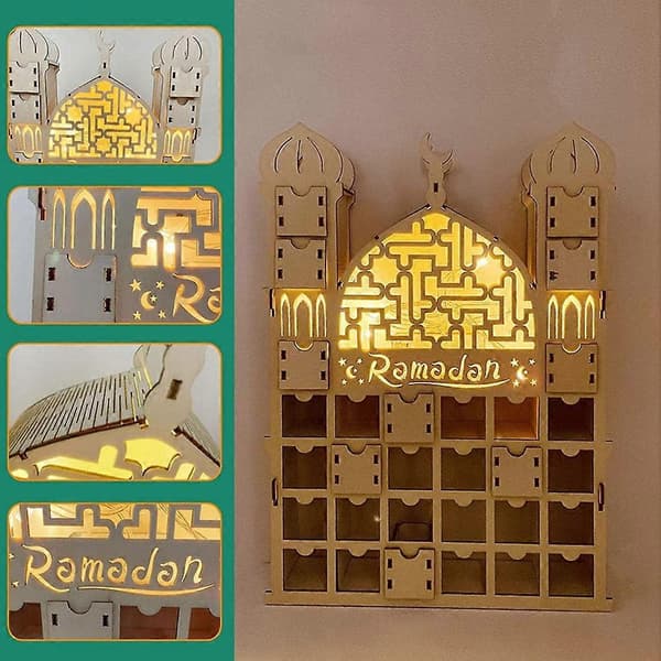 Ramadan Kalender, Genanvendelig Trækalender med 30 Skuffer, Eid Mubarak Dekoration, Ramadan Kalender