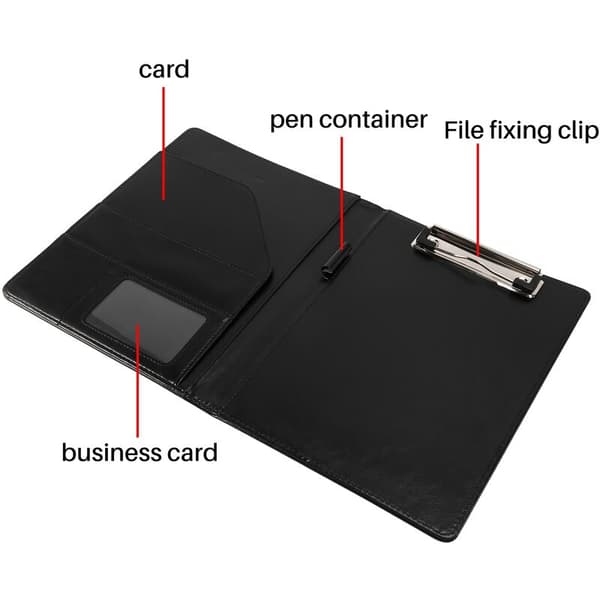 A5 Document Bag Folder File Clip Business Office Financial School Supplies (Black)