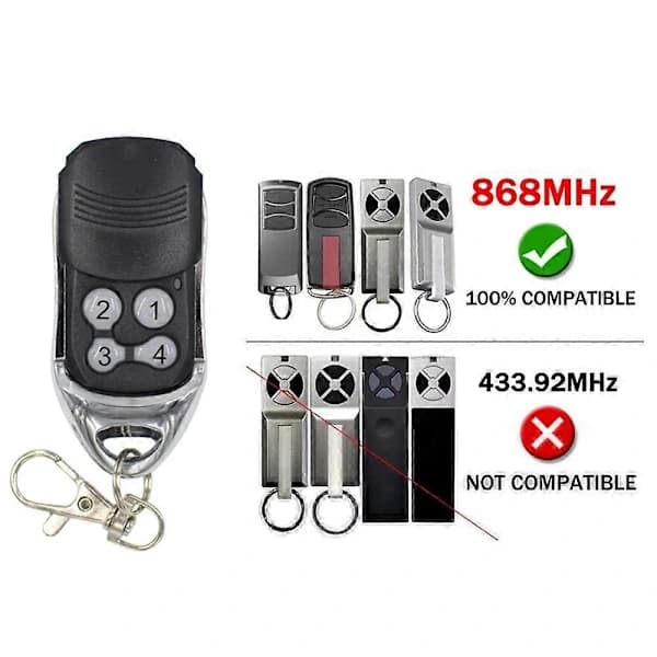 For 868MHz TX4EVF TX2REV TX4REV TX4REVF Grindfjernkontroll Garasjeportåpner Håndsender Nøkkel