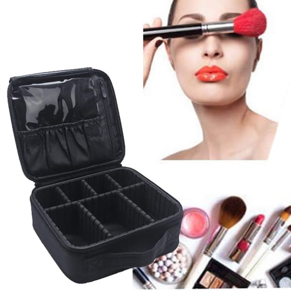 Makeup Bags Detachable Compartments Large Capacity Zipper Cosmetic Storage Bag S Black