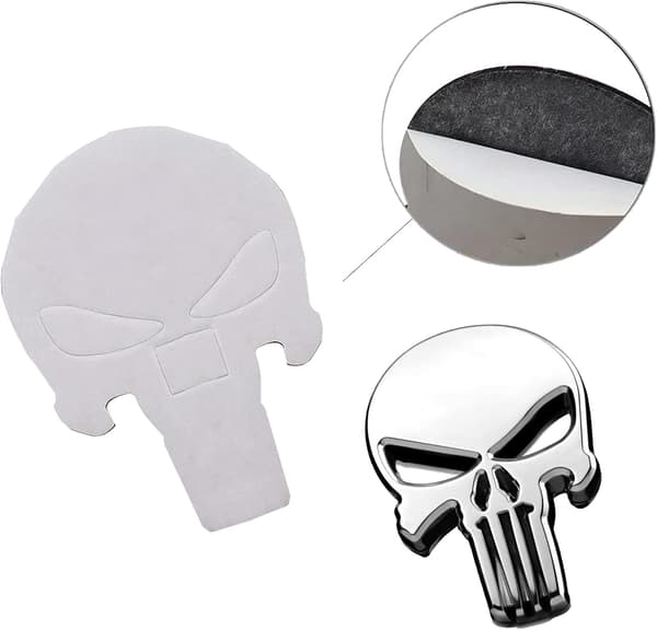 2 kpl Punisher 3D-metallimerkki, Punisher Skull Motorcycle Veh