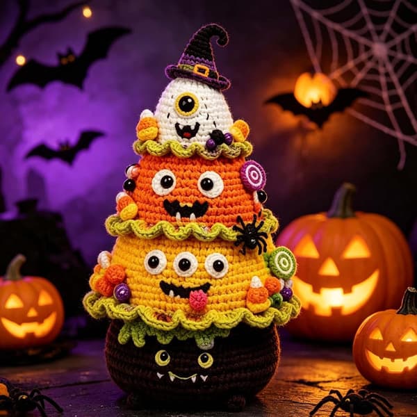 Halloween heklesett borddekorasjon – DIY-materialpakke Maiskolben – DIY-Materialpaket