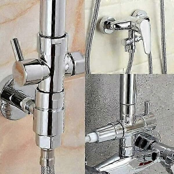 Messing dusjventil med T-adapter G1/2 \" Dusjarm 3-veis omkaster Universal 3-veis messing forkromming for kjøkken bad
