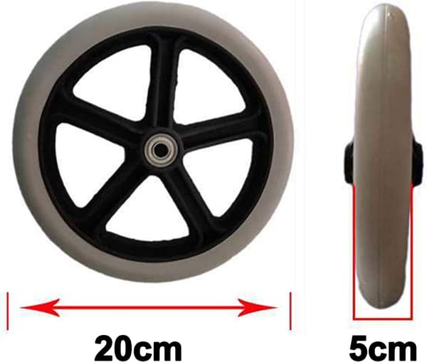 Universell 200 mm 8 tommer grå gummi rullestolhjul erstatning