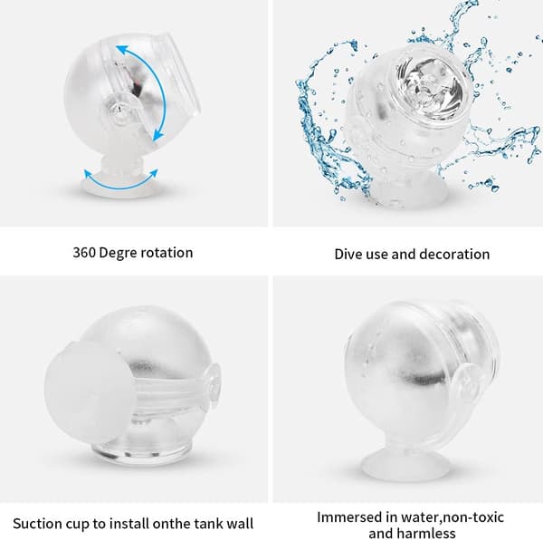 LED Aquarium Light Mini Submersible Lamp Amphibious Lamp Waterproof Lighting 180º Adjustable Colorful