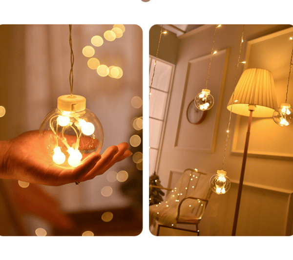 LED-gardinlampe, ønskeball, jentehjerte, romantisk soverom