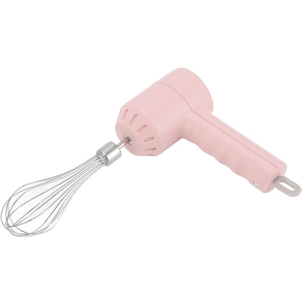 Electric Cordless Hand Mixer, 3 Speed Kitchen Hand Mixer 20W with Whisk for Baking (Pink)