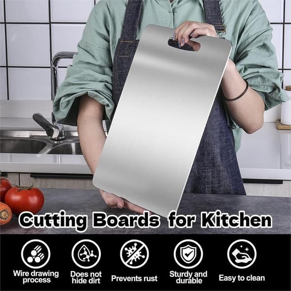Titanium Cutting Board 39 x 28 cm - Double-Sided for Meat and Vegetables - Easy to Clean and Store - Antibacterial