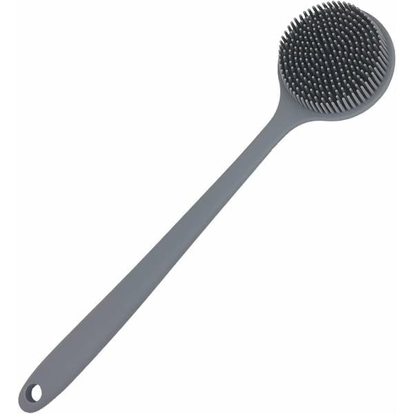 Long Handle Silicone Shower Brush BPA-Free Hypoallergenic Organic (Grey)