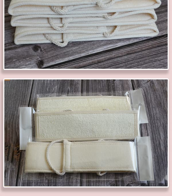 Beige Bath Strap Scrubber, Organic Exfoliator, Massage