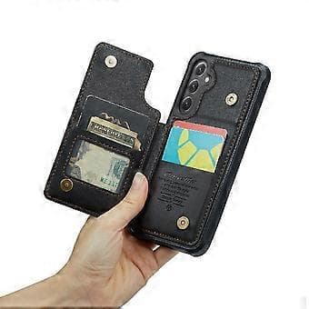 Etui til Samsung Galaxy S24 Slim Stødsikkert Etui Stativ RFID-blokerende PU-læder Kortholder