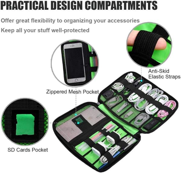 Tilbehør Taske Rejse Elektronik Organizer Taske til Powerbank, Ladekabel, Tablet, etc. (Sort)