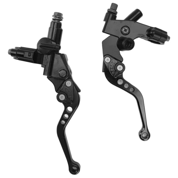 Pair Motorcycle Brake Clutch Pump Levers with Hydraulic Master Cylinder Reservoir Replacement for Suzuki Black