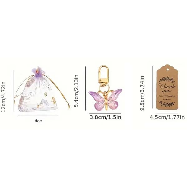 Butterfly Keychain, Gift Box, Purple Butterfly Set