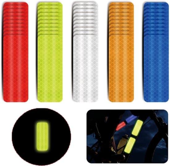 50 Reflective Stickers - 3x8cm - 5 Colors - Reflective Tape