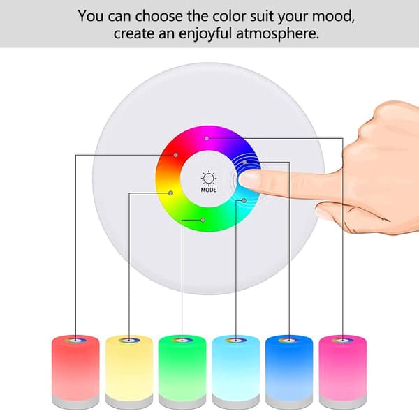 LED Night Light, Smart Bedside Lamp, Dimmable Touch Control