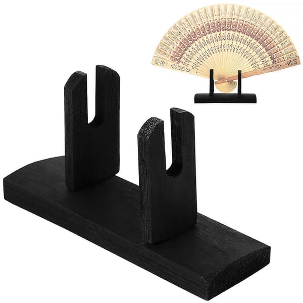 1 pc Wooden Handheld Fan Display Stand Foldable Fan Holder Hand Fan Storage Rack Display Base