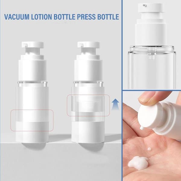 Tom pumpflaska - 6, transparent, 15 ml - Luftfri kosmetisk kräm - Påfyllningsbar trattdispenser