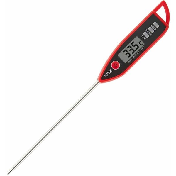 Hurtiglæsende køkkentermometer med lang sonde Digital bagetermometer, rød