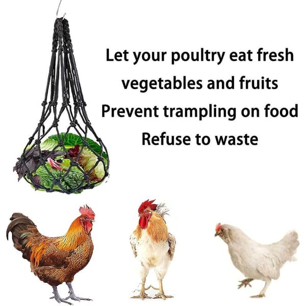 Chicken Fruit Vegetable Feeding Net Bag, Chicken Toy Accessory Fruit Holder Vegetable Holder Feeding Net for Chicken Duck Goose Poultry
