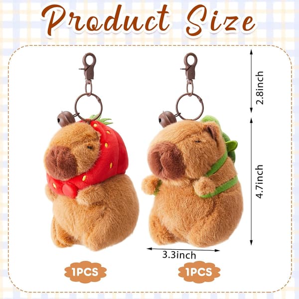 Capybara Plush Keychain Set - Realistic Stuffed Animal Toy Backpack Charm Gift-FA-
