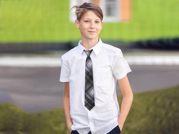 Drenge slips stribede slips til børn Forbundne justerbare slips Skoleuniform Bryllup Dimission Sort - Black