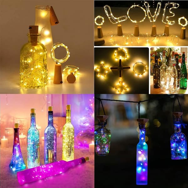 Pakke med 12, 20 LED Flaskelys Fairy String LED-lys (Varm Hvid)