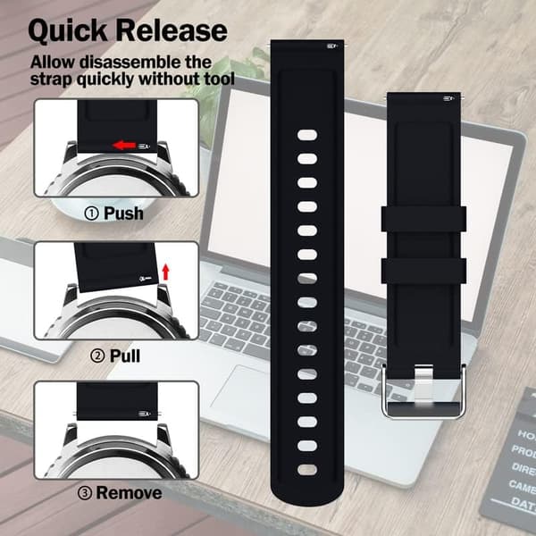 20mm Smartwatch Armband - 2 st Silikon Snabbfäste Armband, Ersättning