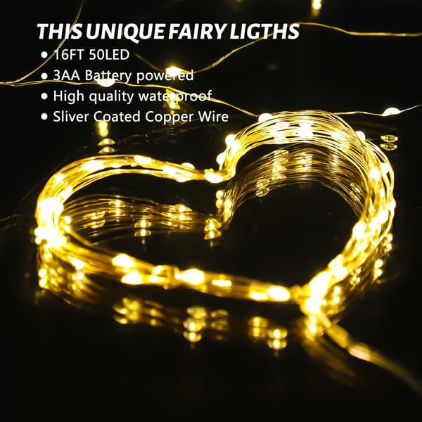 Battery Operated String Lights 1-pack 5 Meter 50 LED Mini Battery Operated String Lights Twinkle Lights Mason Jar Lights Waterproof Firefly Lights DIY