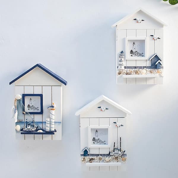 Wooden Key Cabinet, Wall Mounted, Handmade, Nautical, Key Holder, Storage Box for Entryway and Hallway, White