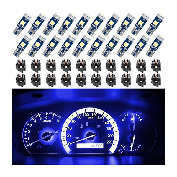 20 st T5 LED-lampor för bilinstrumentbräda, mätare, indikator, 3030-3smd lampbyte med vridning
