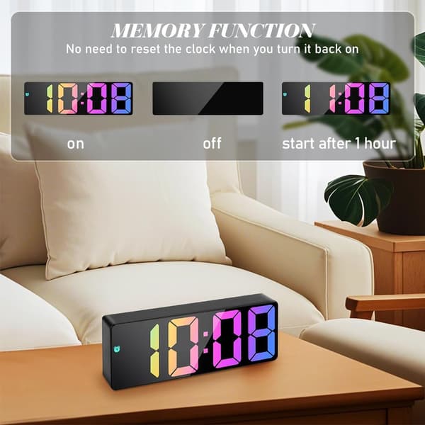 Digitalt vækkeur, digitalt ur med LED-display, justerbar lysstyrke i 3 niveauer, USB-C-port