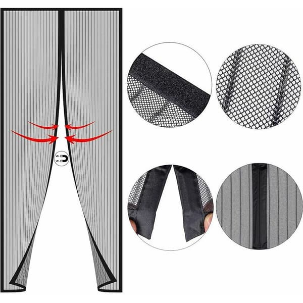 Magnetic Window Mosquito Net 80 x 210 cm Fly Screen Door Custom-made without Drilling for Indoor/Terrace/Sliding Door, Black