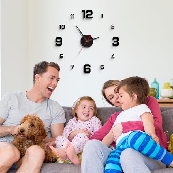 DIY Wall Clock 40cm, Modern Digital Wall Clock with Silent Movement, 3D Acrylic Design, Wall Decor for Living Room Bedroom