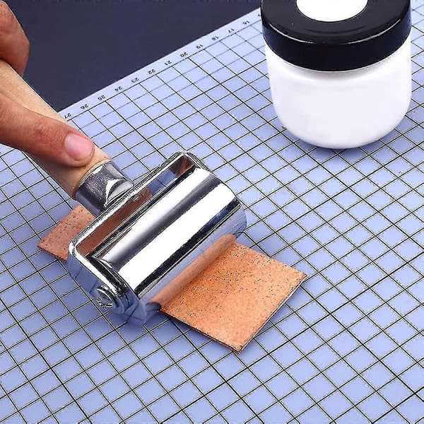Leather Press Roller Leather Craft Roller Wooden Handle With Silver Metal Roller (FMY)